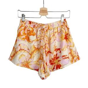 SEVEN WONDERS Floral Tropical Shorts Yellow Orange Small S